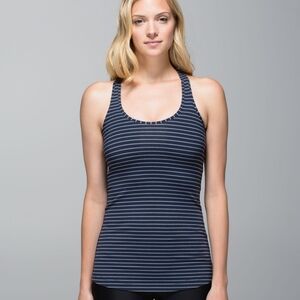Lululemon Cool Racerback Tank Size 4 West2east Stripe Inkwell Heathered Slate‎
